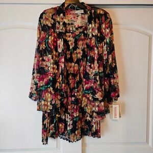 Vtg NWT Delta Burke Size 24 Floral Blazer Jacket & Skirt Set Sheer Pleated 90s